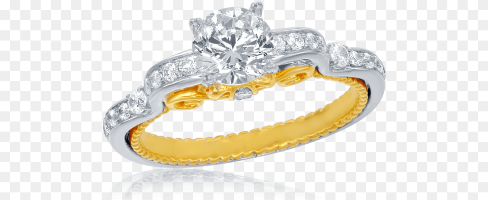 Cinderella Carriage Bridal Ring In 14k Yellow Gold 100 Cttw Cincin Elsa Cincin Anna, Accessories, Jewelry, Diamond, Gemstone Free Png