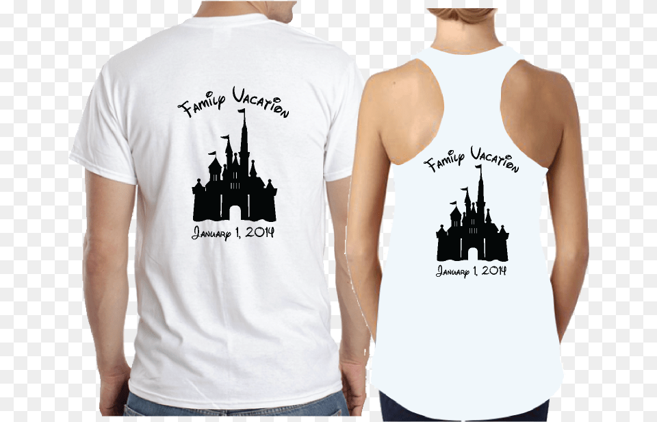 Cinderella Castle Silhouette For Kids Couple Shirt Sample Design, Clothing, T-shirt, Person, Jeans Png