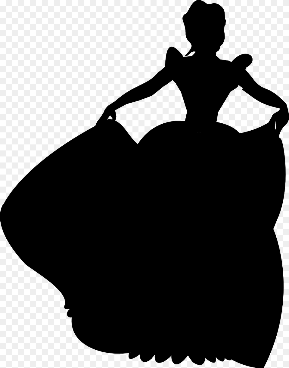 Cinderella Silhouette Pink Princess Silhouette, Gray Free Png Download
