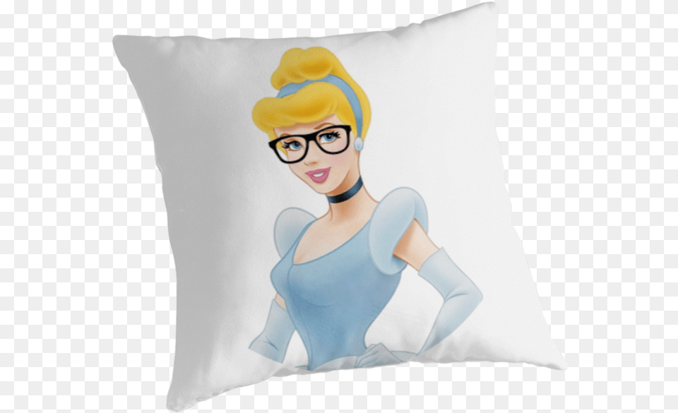 Cinderella Wearing Glasses Retro Disney Art Nerd Glasses, Woman, Adult, Cushion, Female Free Transparent Png