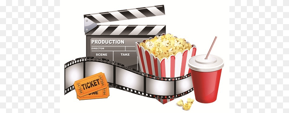 Cinema Popcorn Ticket Movie Theatre, Clapperboard, Food, Cup, Disposable Cup Free Png