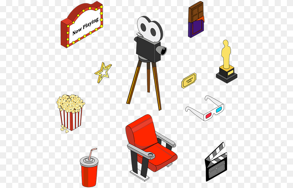 Cinema Video Entertainment Camera Sign Set Entretenimento, Chair, Furniture Free Png Download