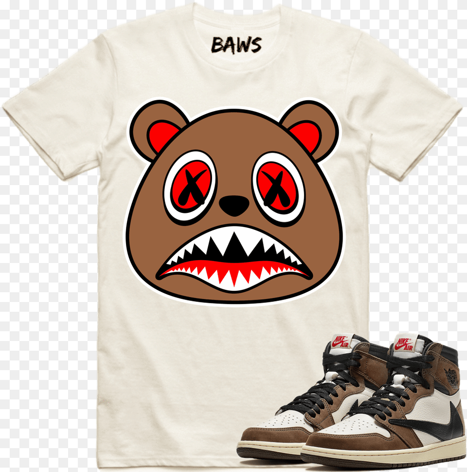 Cinnamon Baws Sneaker Tees Shirt Aj1 Travis Scott, Clothing, Footwear, Shoe, T-shirt Free Png