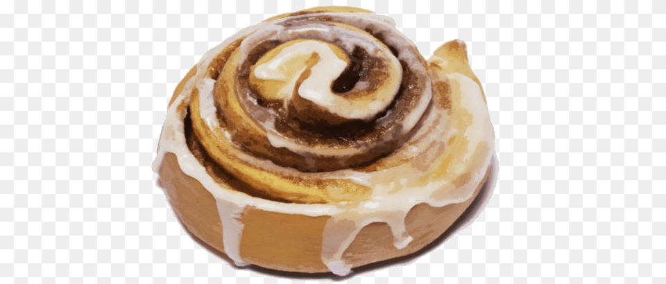 Cinnamon Roll, Bread, Bun, Cream, Dessert Png Image