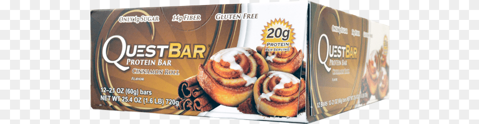 Cinnamon Roll Box 12 Box Quest Nutrition Protein Bar Cinnamon Roll 20g Protein, Dessert, Food, Pastry, Bread Free Transparent Png