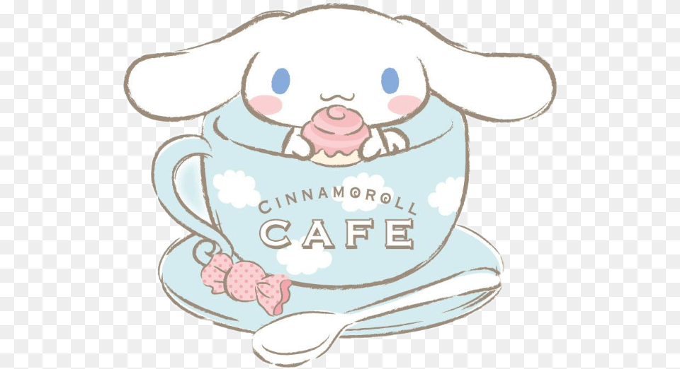 Cinnamon Roll Sanrio Cafe, Cup, Cutlery, Saucer, Spoon Free Png Download