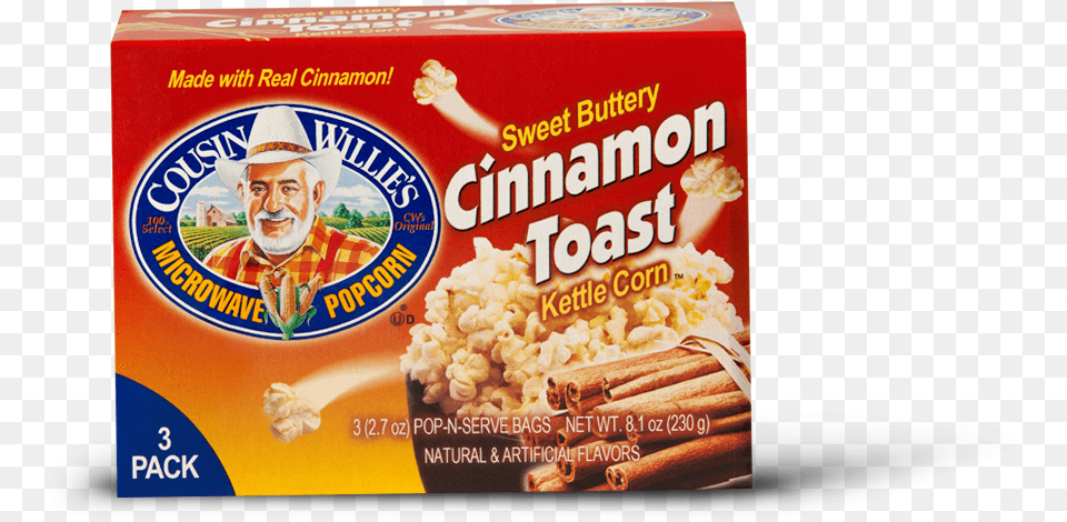 Cinnamon Toast Cousin Willie39s Cinnamon Toast Popcorn, Adult, Food, Male, Man Png