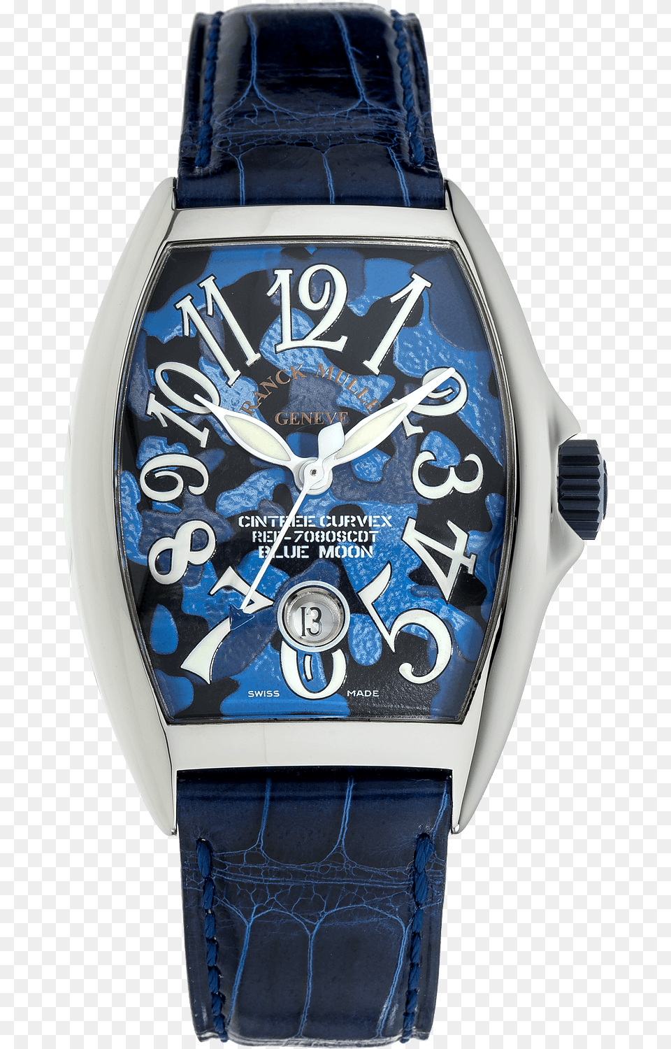 Cintree Curvex Blue Moon Stainless Steel Automatic Franck Muller Casablanca Black, Arm, Body Part, Person, Wristwatch Free Png Download