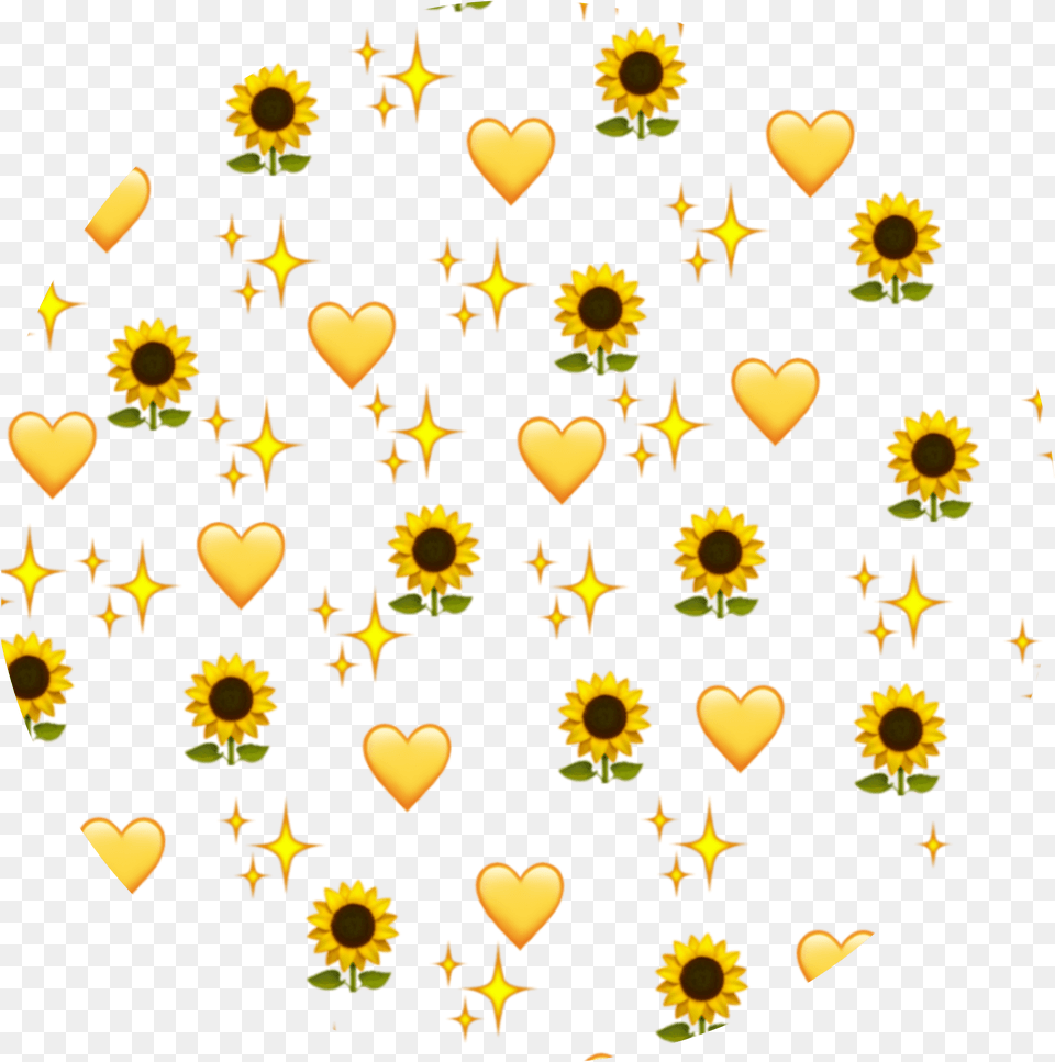 Circle Background Sunflower Emojis Yellow Design Heart Emoji Background Picsart, Flower, Petal, Plant, Pattern Free Transparent Png