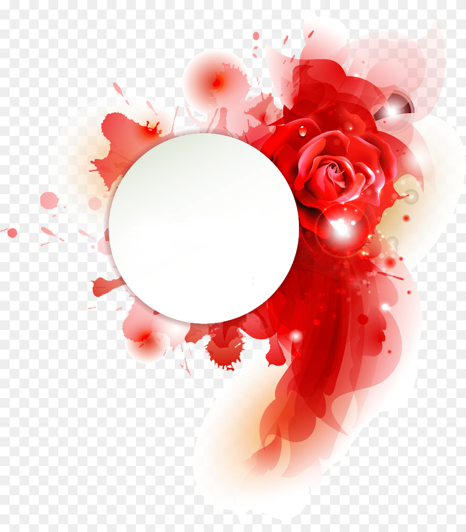 Circle Border Flower Background For Editing Transparent Watercolor Red Flower Background, Art, Graphics, Plant, Rose Free Png Download