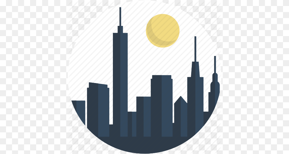 Circle City Downtown Landscape Night Scenery Town Icon, Sphere, Urban, Outdoors, Nature Png