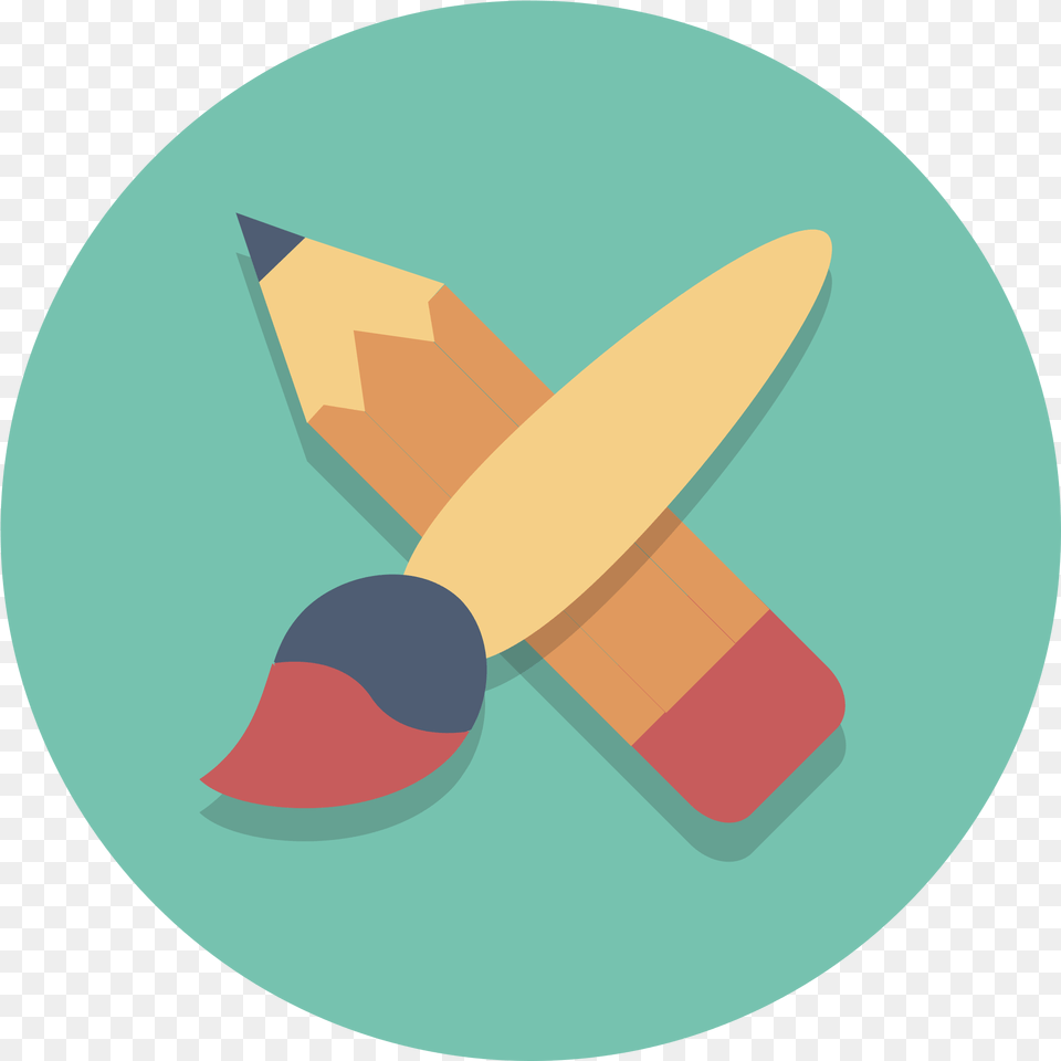 Circle Clipart Paint Brush Flat Paint Brush Icon, Pencil, Disk Free Png