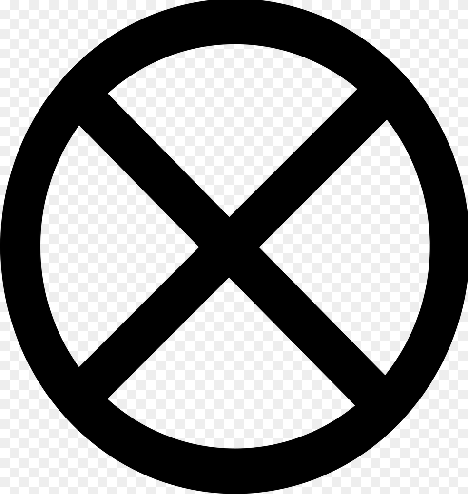 Circle Cross Symbol For A Bulb, Gray Png Image