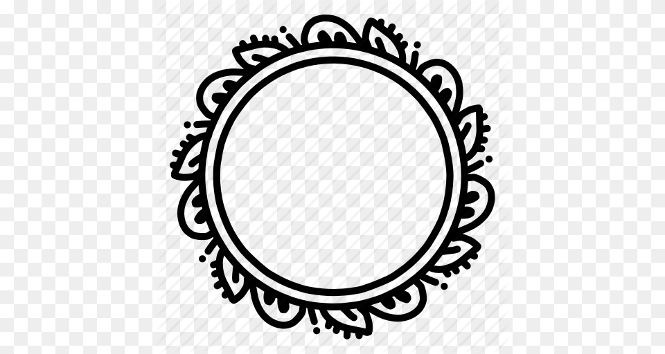 Circle Decoration Doodle Floral Frame Leaves Wreath Icon, Oval Free Png