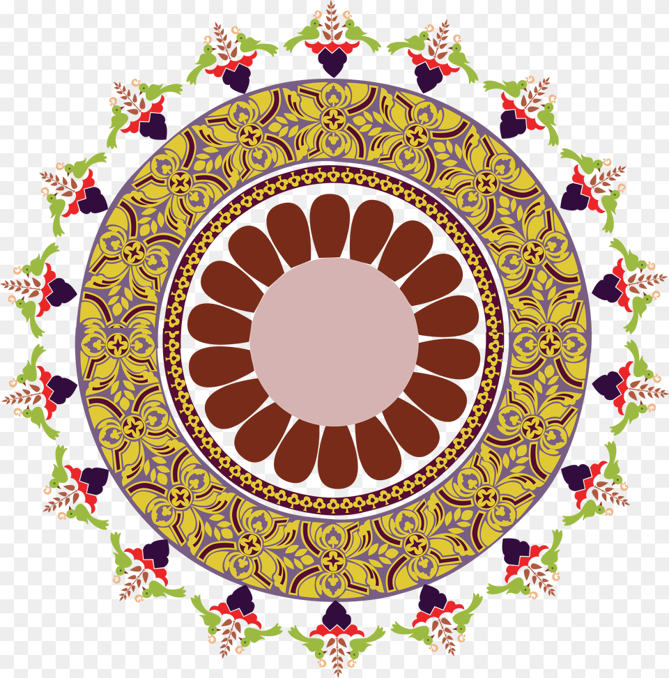 Circle Design Hd Rangoli Flower Decoration, Pattern, Plate, Art, Floral Design Png Image