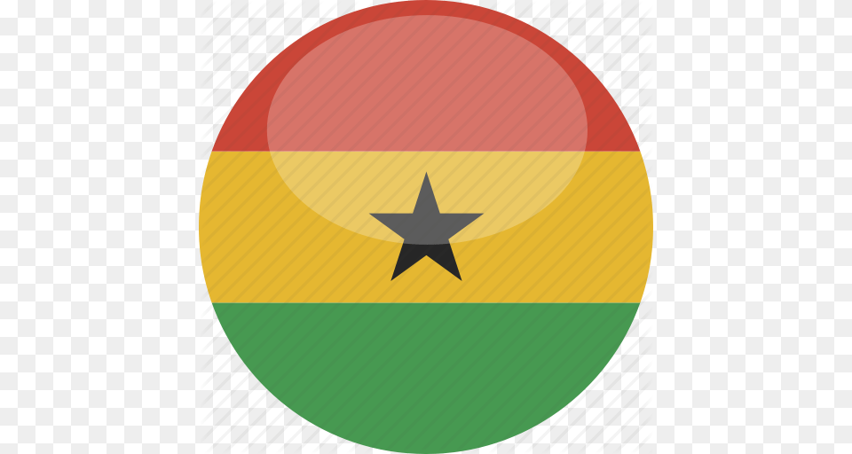 Circle Flag Ghana Gloss Icon, Symbol, Star Symbol, Logo, Disk Free Png