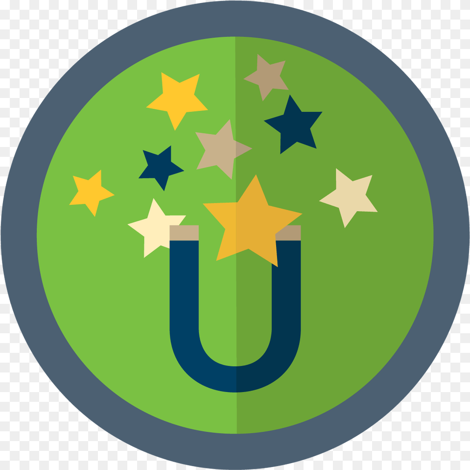 Circle Icon With A Magnet Attracting Gold Buff And European Union Flag Circle, Symbol, Logo, Star Symbol Free Png Download