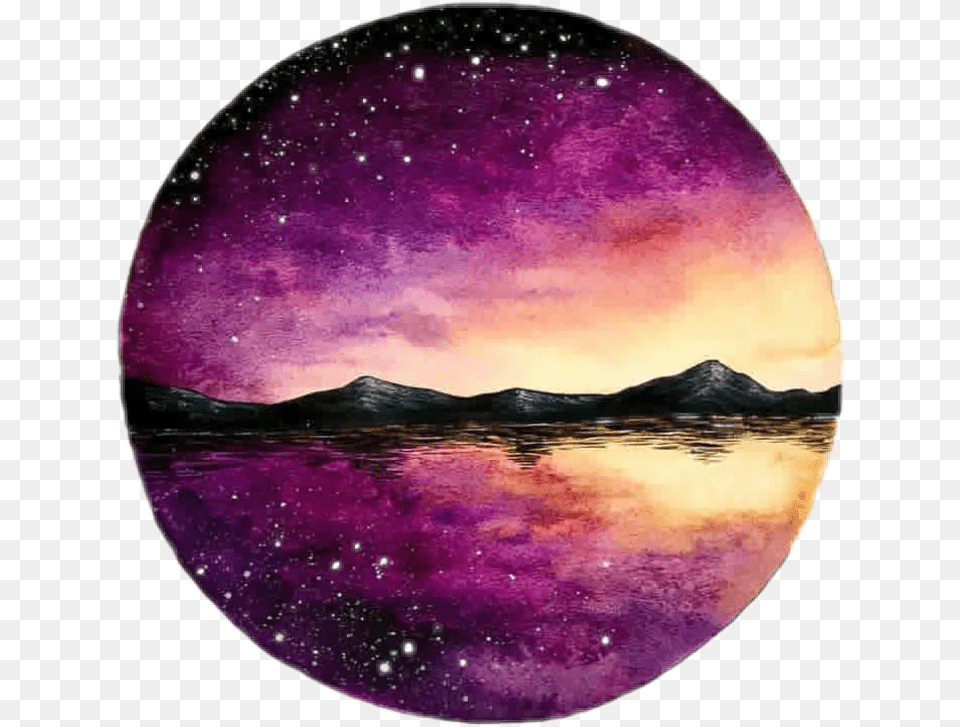 Circle Landscape Paisaje Purplecircle Purple Circulo Paisaje En Un Crculo, Outdoors, Night, Nature, Art Free Png Download