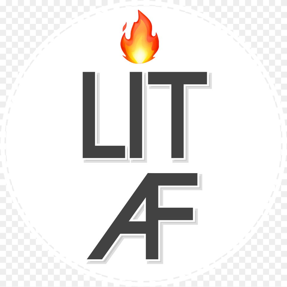 Circle Lit Litaf Fire Logo Text Circle Starker, Symbol, Light, Sign, Disk Png Image