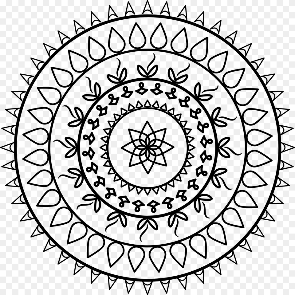 Circle Mandala Hindu, Gray Free Transparent Png