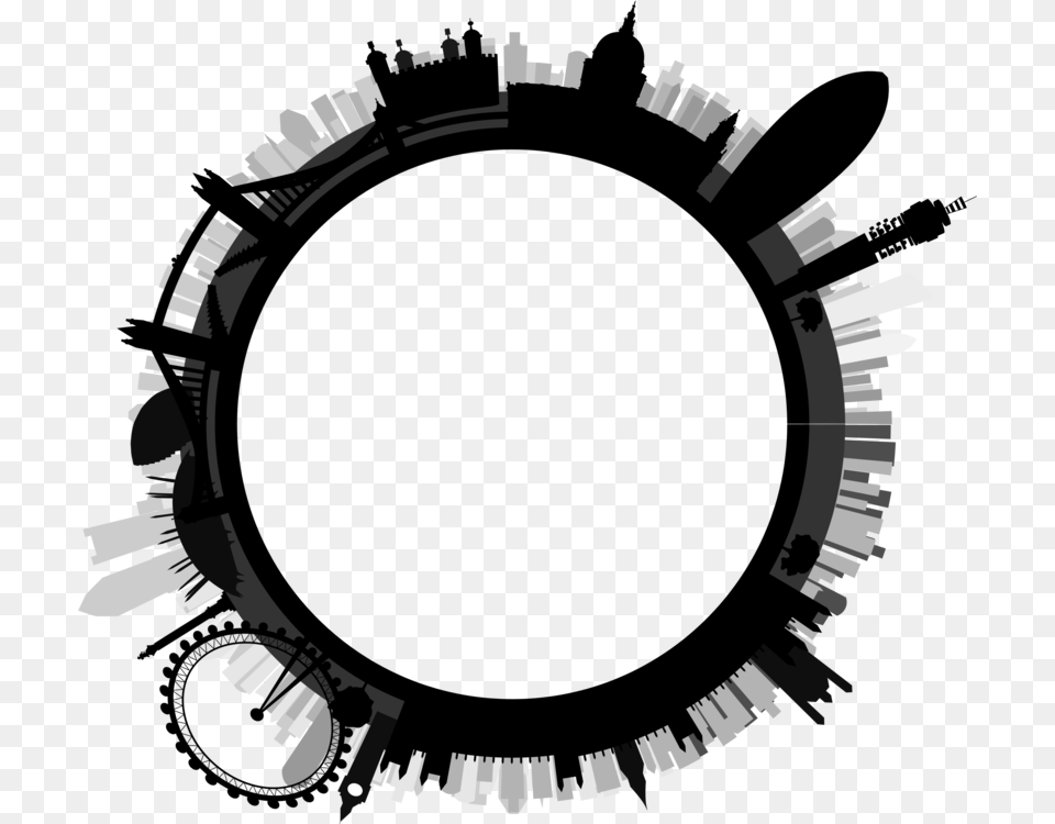 Circle Shape City Absract Aesthetic London Skyline Around A Circle, Cutlery, Fork, Accessories, Bracelet Png