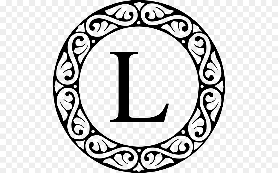 Circle Sroll Letter L Monogram Clip Art, Symbol, Number, Text, Stencil Free Png
