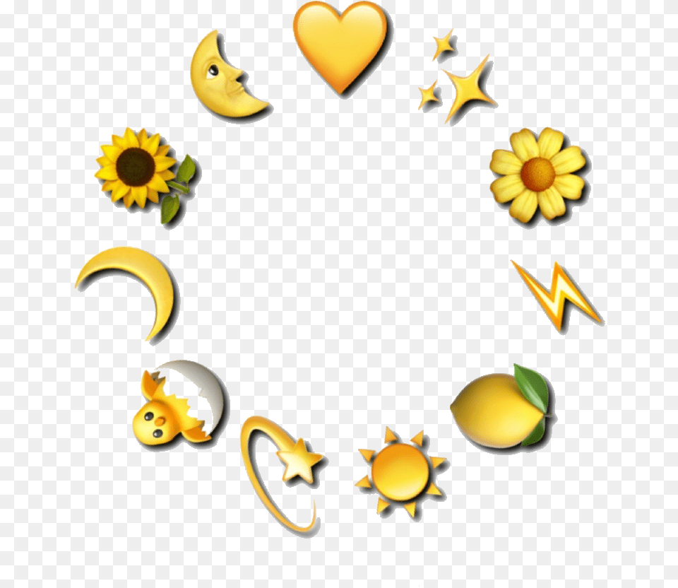 Circle Yellowcircle Emoji Stars Heart Sun Lemon Lightni Aesthetic Sun Emoji, Flower, Plant, Sunflower, Petal Free Transparent Png