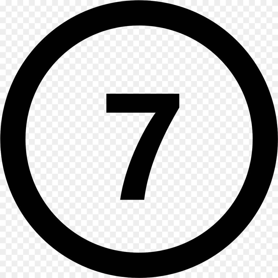 Circled 7 Icon 3 With A Circle Around, Gray Free Png