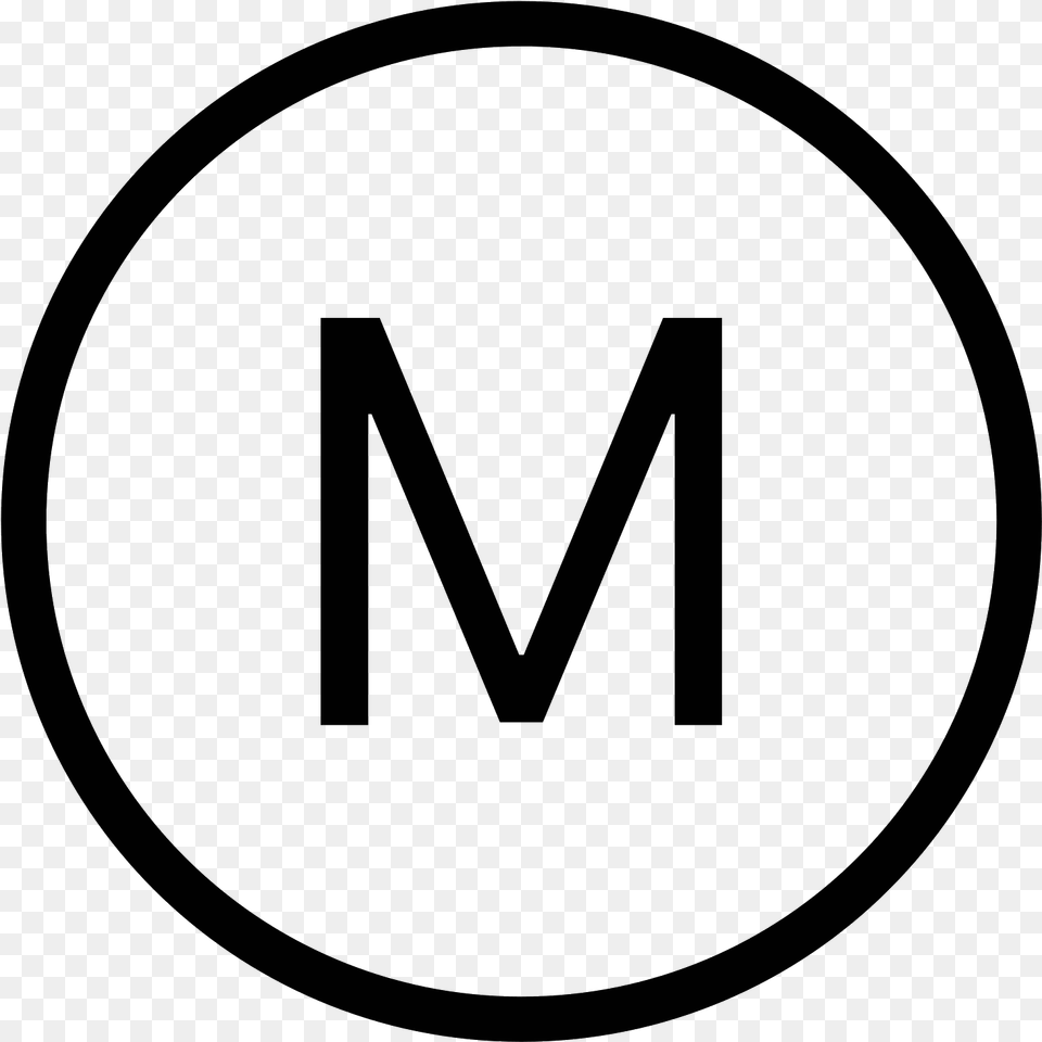 Circled M Icon, Gray Png Image