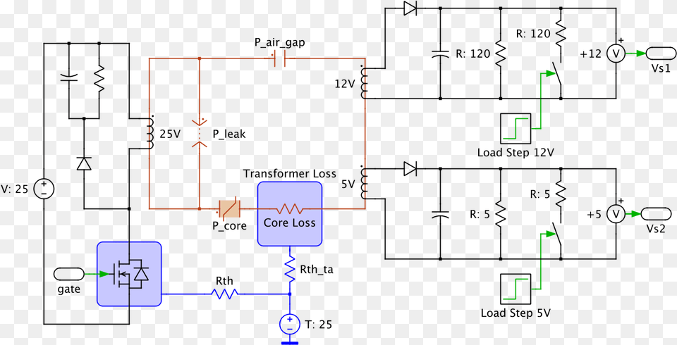 Circuit Using Electrical Magnetic And Thermal Domains Transformer, Diagram, Circuit Diagram Png Image