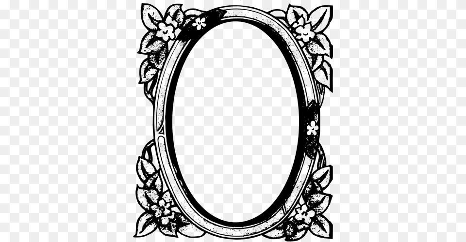 Circular Flower Mirror Frame Vector Gray Png Image