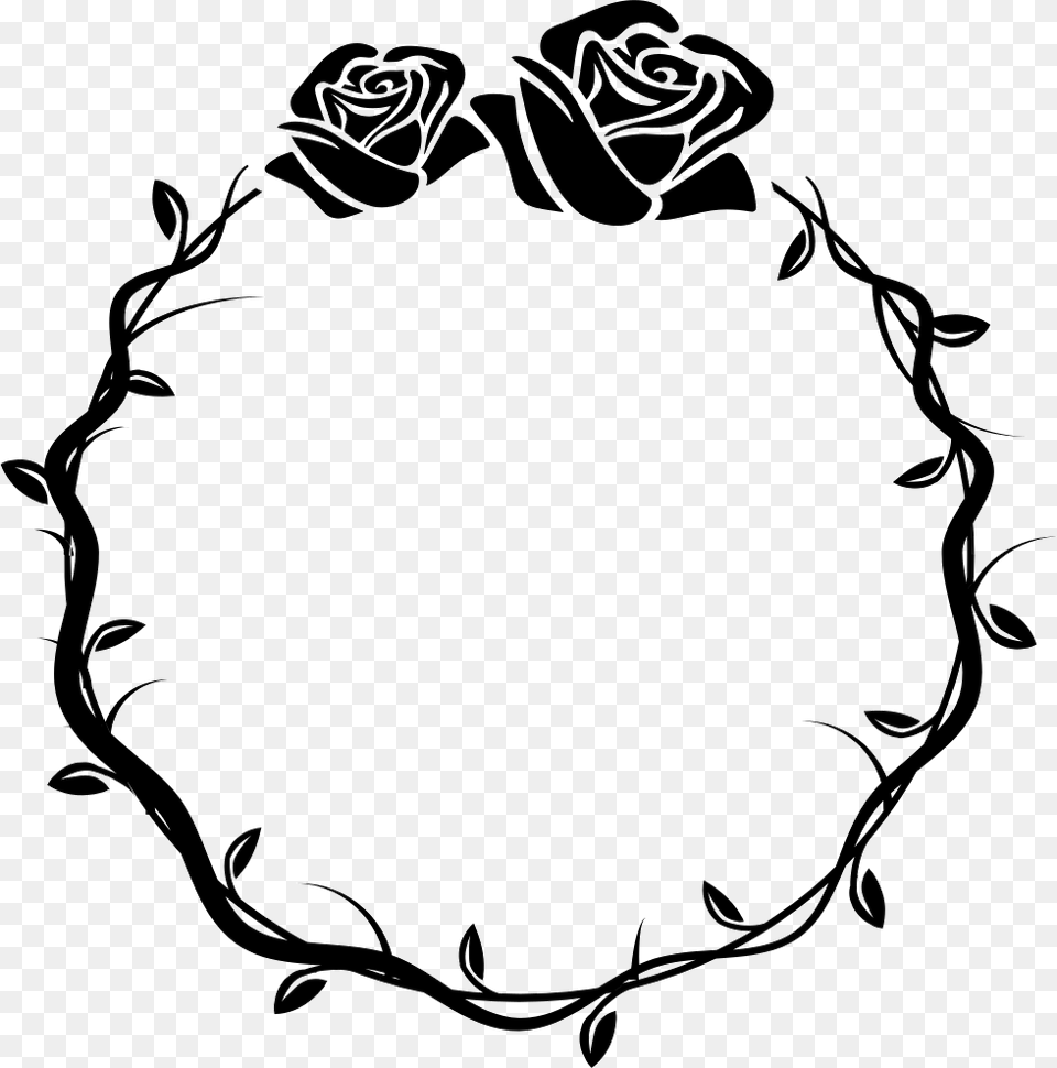 Circular Flowers Ornamental Frame Circle Flower Rose Black, Stencil, Plant, Oval, Animal Png