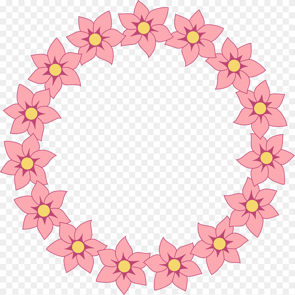 Circular Frame Of Pink Flowers Clipart, Pattern, Flower, Plant, Art Free Png