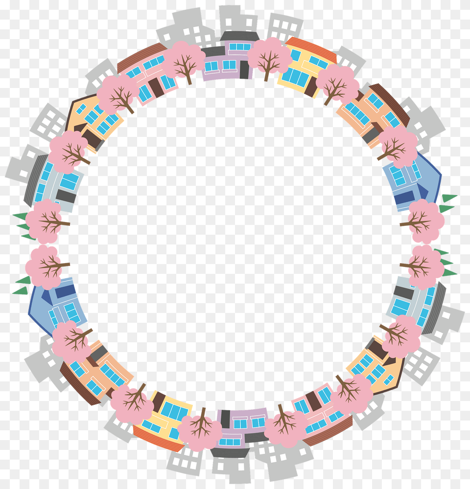 Circular Houses Frame Clipart, City, Pattern Free Png Download
