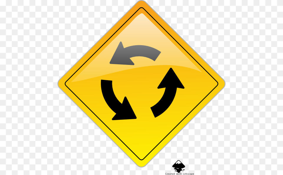 Circular Intersection Warning Clip Art, Sign, Symbol, Road Sign, Blackboard Png Image