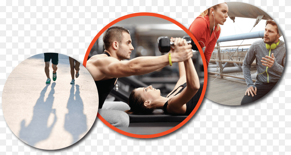 Circular Pics Showing People Working Out With A Personal Personal Trainer, Photography, Adult, Person, Man Free Png Download