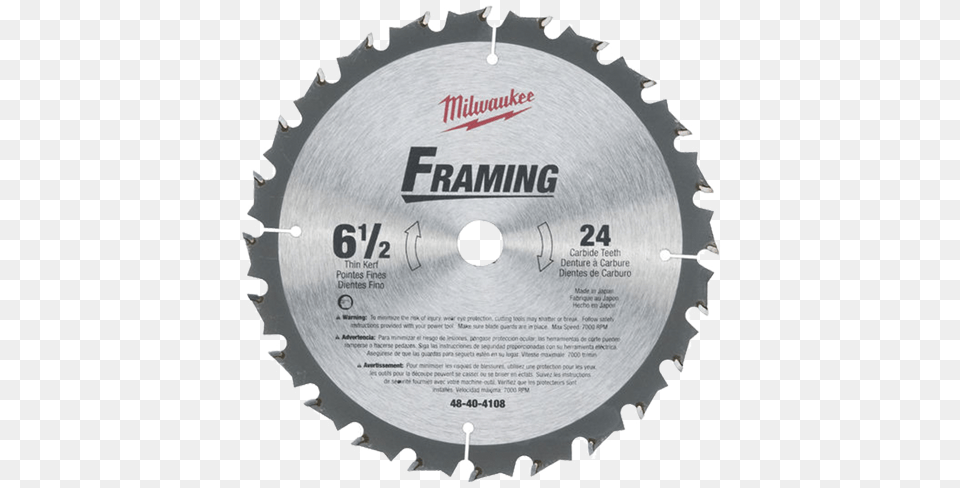 Circular Saw Blade 6 12quot 24 Carbide Teeth 1 Per Pack Milwaukee 48 40 4150 8 14 Inch 24 Tooth Atb Thin Kerf, Electronics, Hardware, Disk, Computer Hardware Png Image