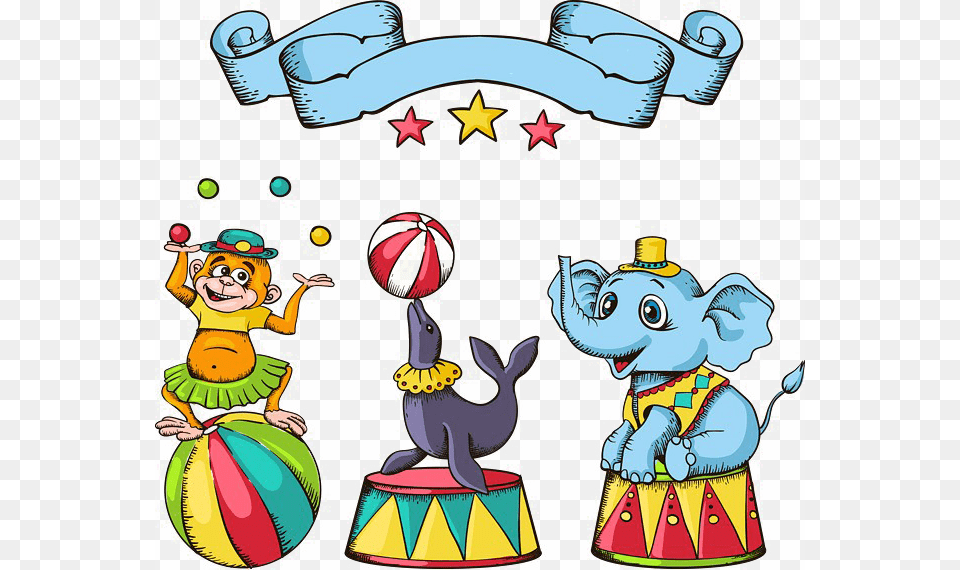 Circus Animals Circus Cartoon Vector, Leisure Activities, Baby, Person, Animal Png Image