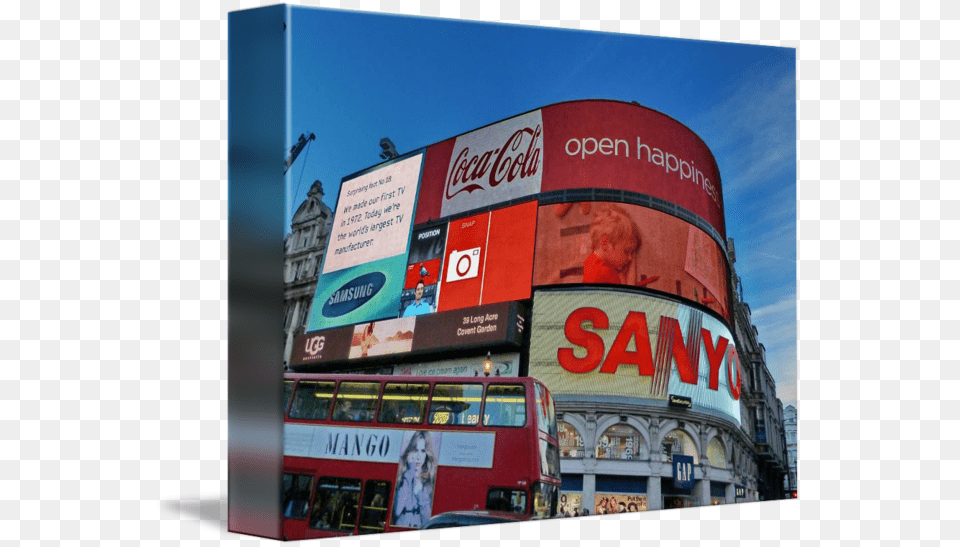 Circus Billboard In Piccadilly Circus, Advertisement, Bus, Person, Transportation Png Image