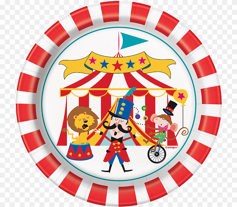 Circus Carnival Paper Plates Small Party, Leisure Activities, Person, Machine, Wheel Free Png