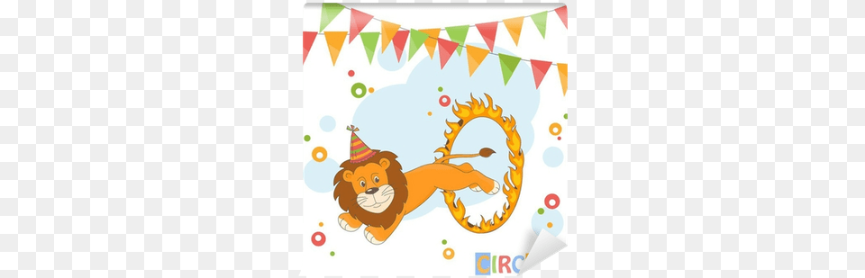 Circus Lion Jumping Through A Ring Of Fire Illustration, Clothing, Hat, People, Person Free Png Download