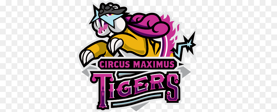 Circus Maximus Tigers Raikou Logo Designed For Smogon Circus Maximus Tigers, Sticker, Advertisement, Purple, Poster Png