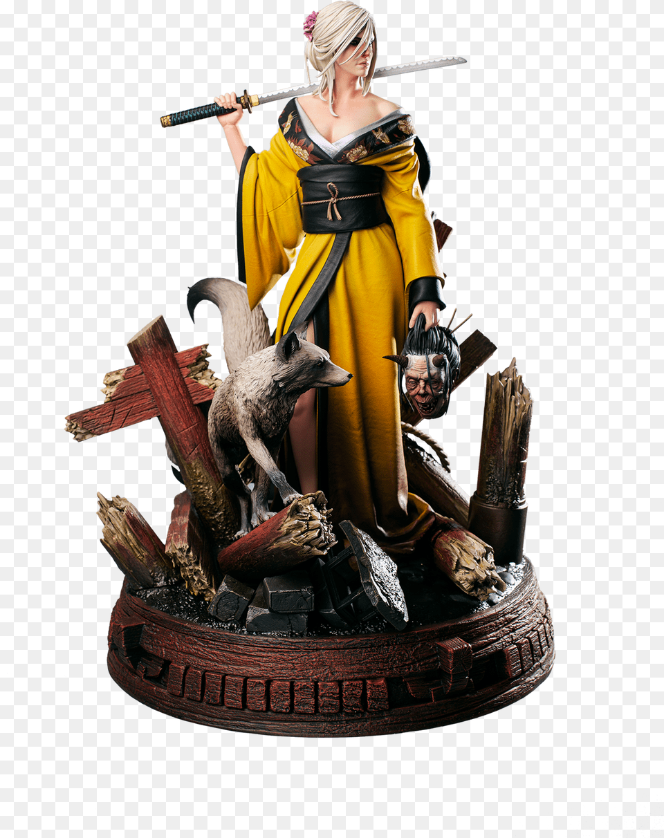Ciri And The Kitsune Figure Witcher, Adult, Female, Figurine, Person Png
