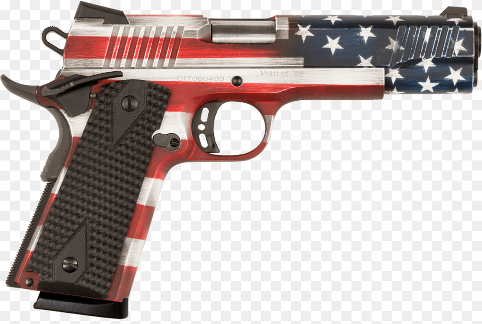 Citadel M 1911 Government Pistol Citadel American Flag, Firearm, Gun, Handgun, Weapon Free Png Download