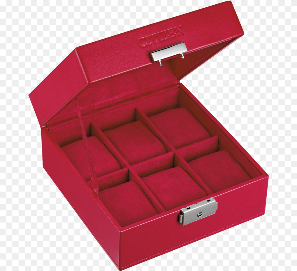 Citizen Red 6 Piece Watch Box Profile View Box, Drawer, Furniture, Accessories, Formal Wear Free Png