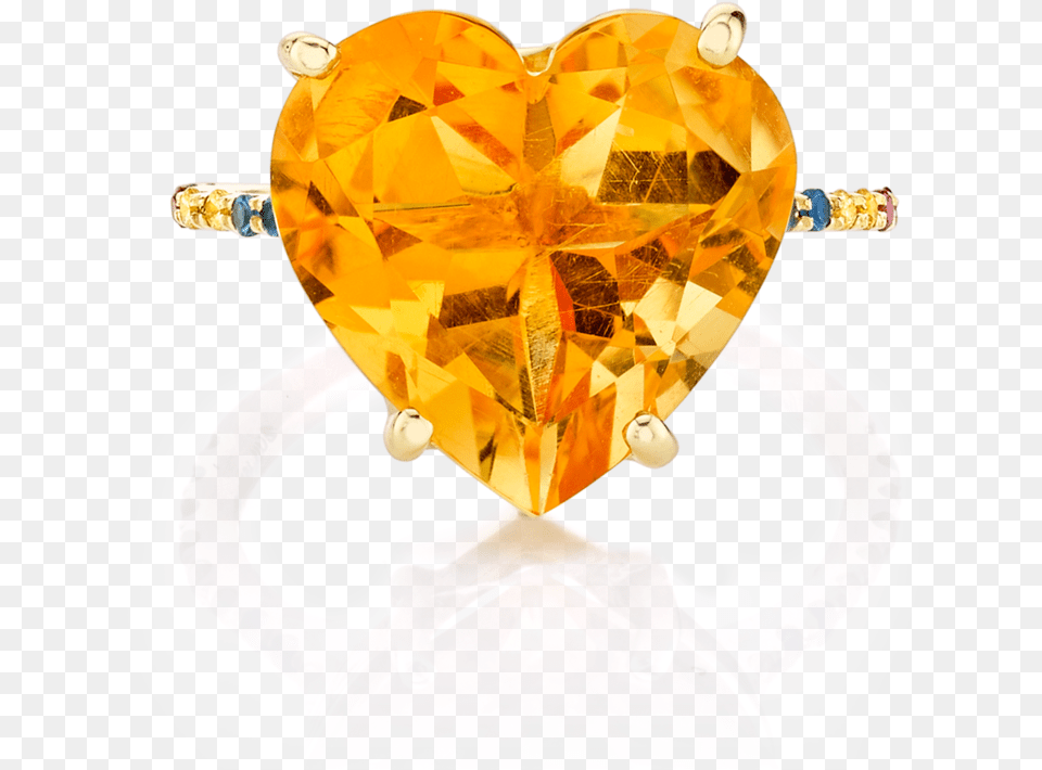 Citrine And Rainbow Heart Ring Crystal Heart Rainbow, Accessories, Diamond, Gemstone, Jewelry Png Image