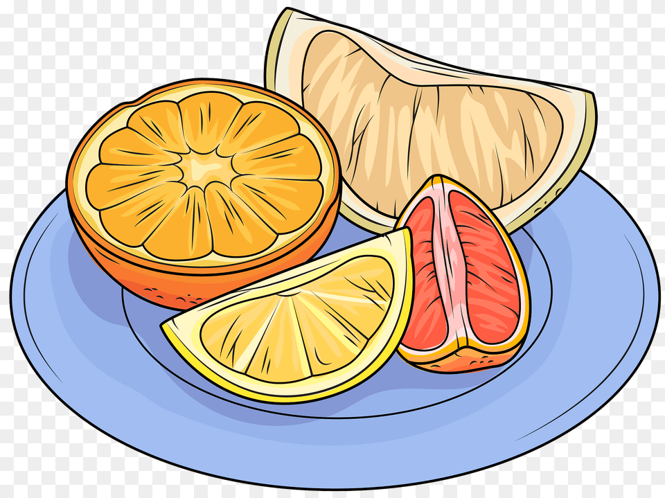 Citrus Fruits On The Plate Clipart, Citrus Fruit, Food, Fruit, Grapefruit Png Image