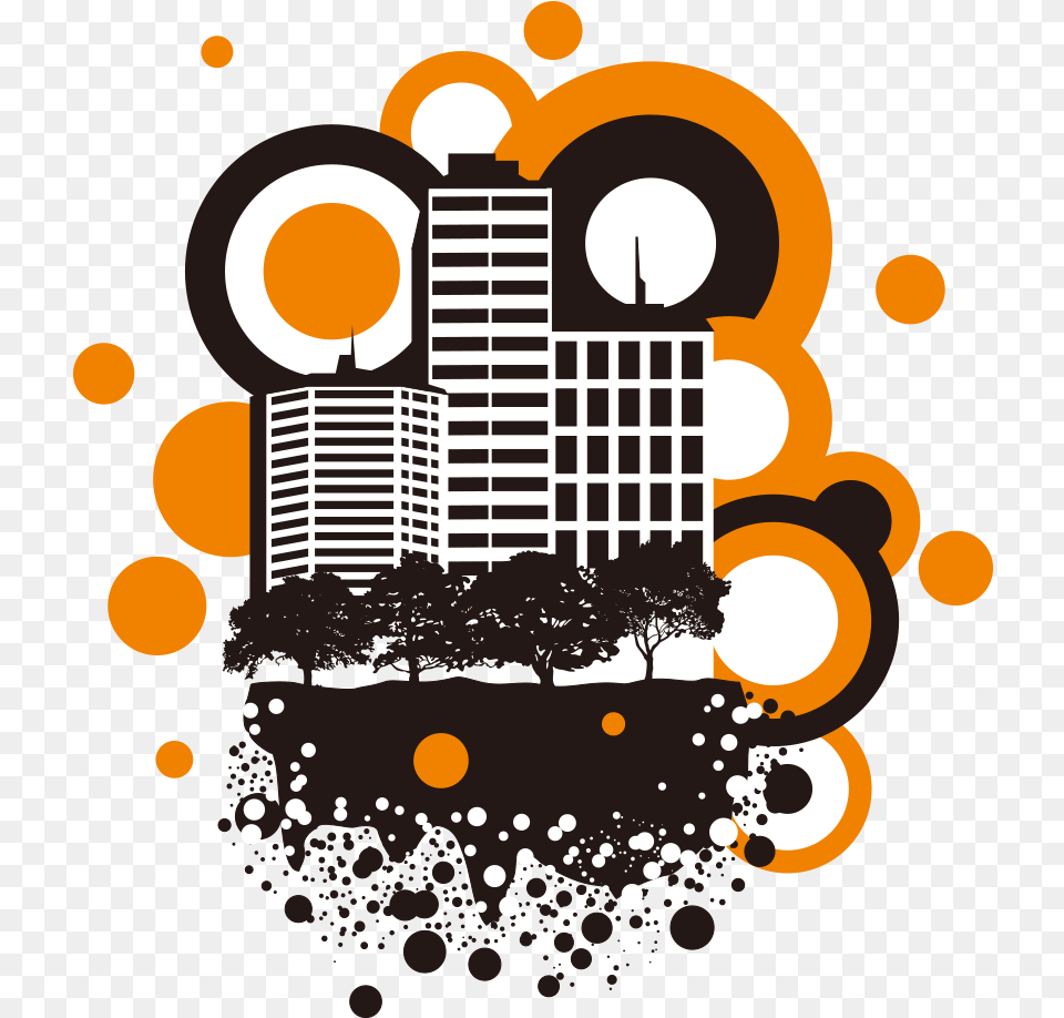 City Background Vector Circle, Art, Graphics, Urban, Advertisement Png