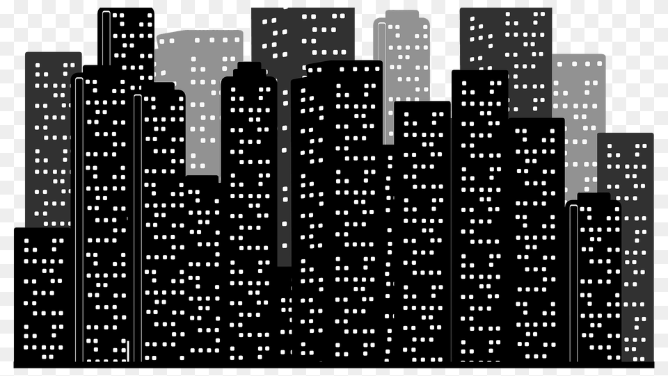 City Block Skyline Black And White Clipart, Urban, Domino, Game Free Png Download