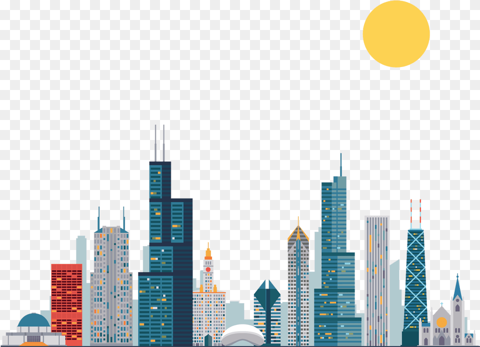 City Building Vector, Architecture, Outdoors, Night, Nature Free Transparent Png